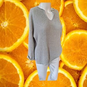 Pink Martini Gray Knit‎ V Neck Sweater Size Medium